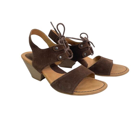 BOC Blaire Dark Brown Size 8 Suede Leather Lace up Sling Back Open Toe Sandals - Picture 1 of 10